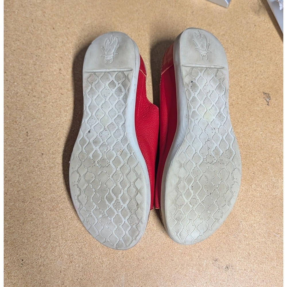 Fly London Wigg Wedge Slide Platform Sandals Red Pebbled Leather Mules Size 40/9 - Picture 3 of 8